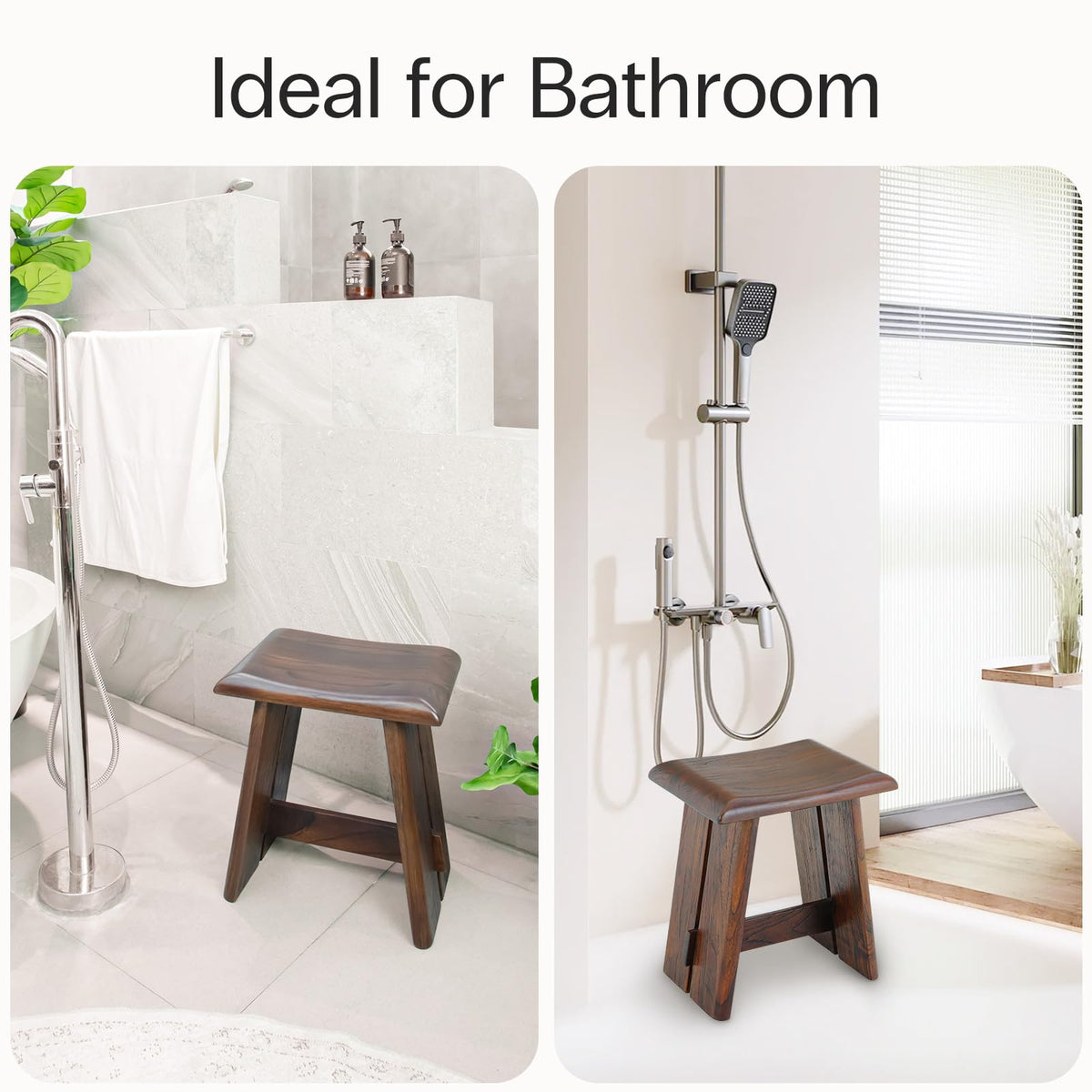 Teak 18-Inch Curved Wooden Shower Seat P720