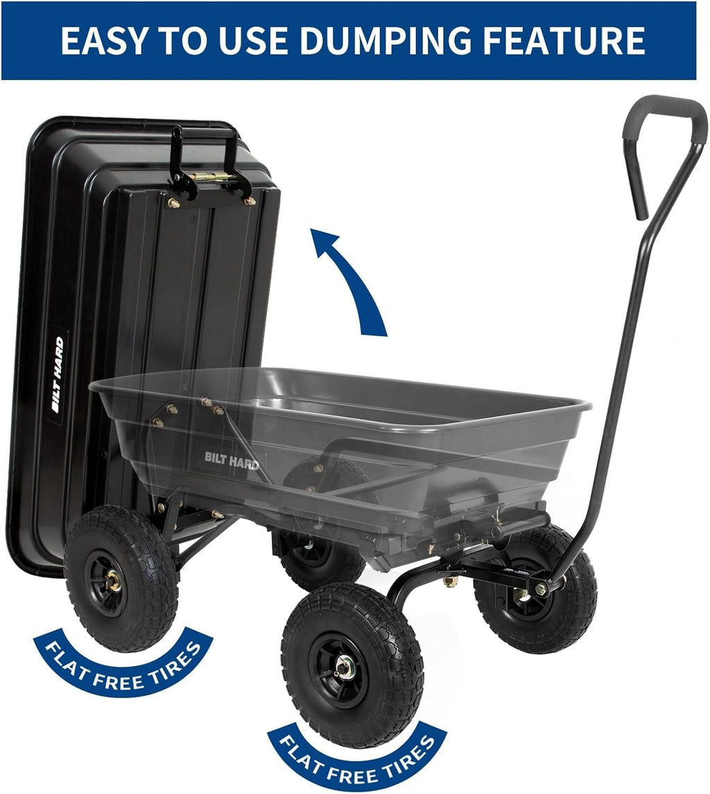4 Cu.Ft. Poly Yard Dump Cart with 180° Rotating Handle K38524