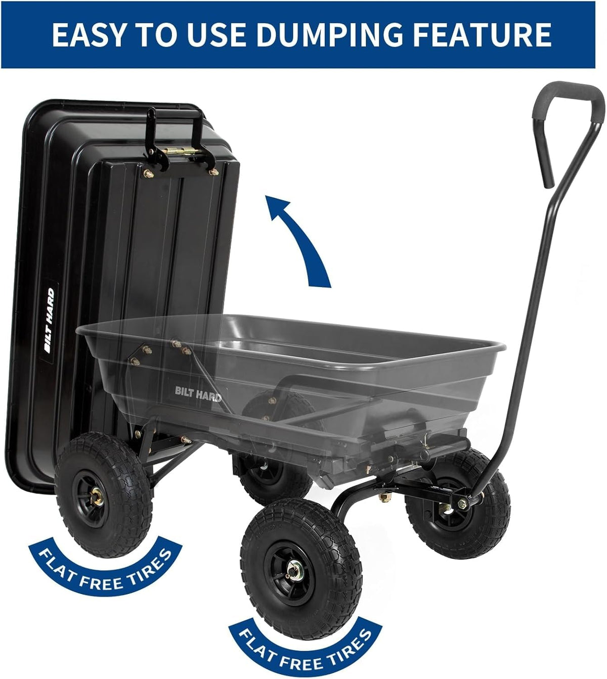4 Cu.Ft. Poly Yard Dump Cart with 180° Rotating Handle K38524