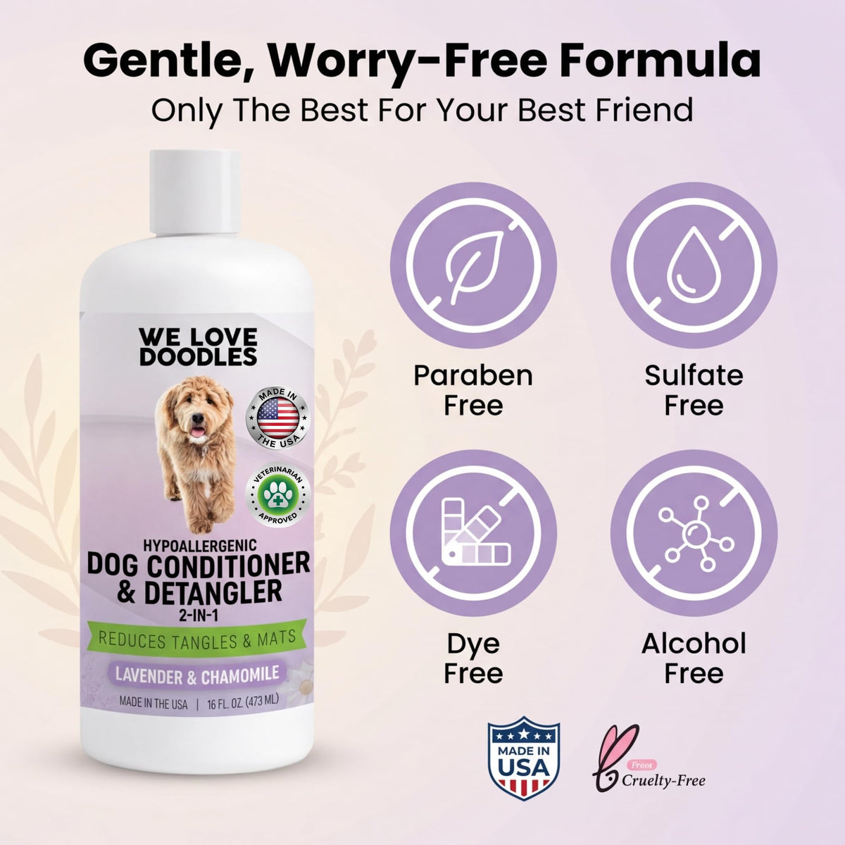 2-in-1 Dog Conditioner & Detangler, Lavender, 16OZ W423