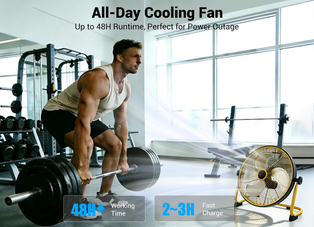 20" Portable Battery Operated Metal Floor Fan H431117