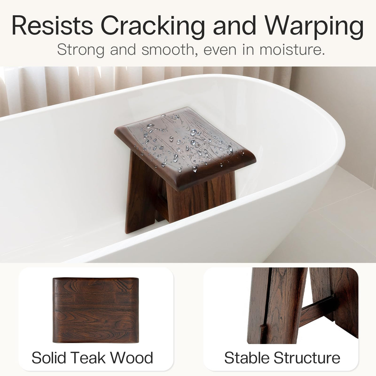 Teak 18-Inch Curved Wooden Shower Seat P720