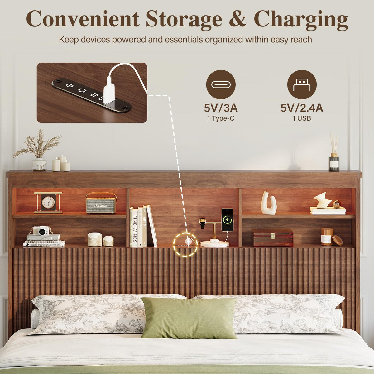 Queen Size Bed Frame with 4 Storage Drawers D9154