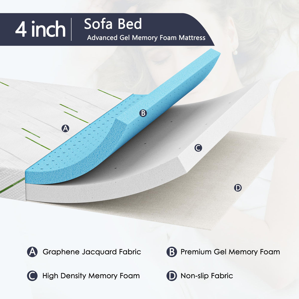 White Queen Sofa Bed Mattress Replacement V3068