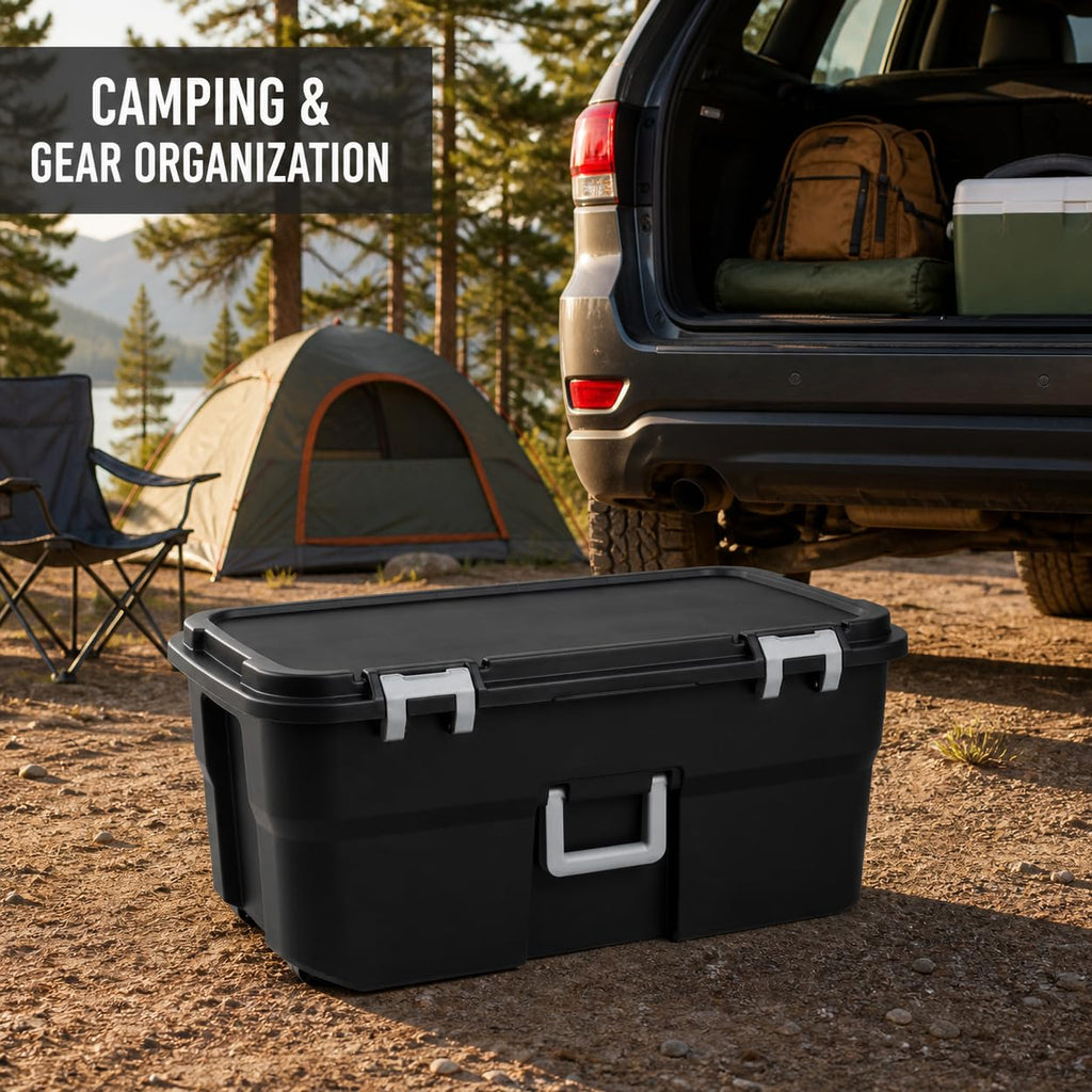 Black 22 Gallon Storage Trunk with Wheels T95873