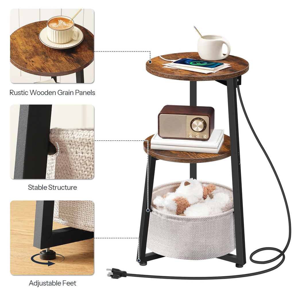Round Side Table with Charging Station S852964