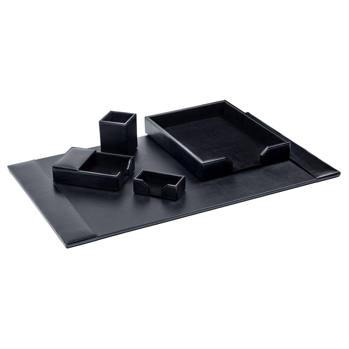 Black Bonded Leather 5-Piece Desk Set Y34212