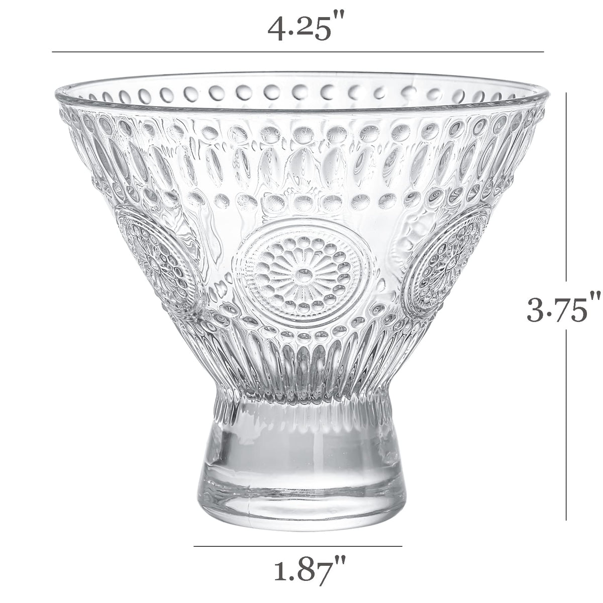 6 Pack 8 oz Stemless Martini Glasses Q148668