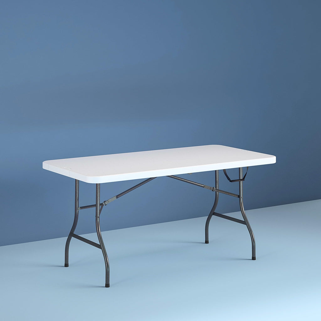6 Foot Fold-in-Half Folding Table White Speckle HDPE Top X15293