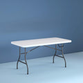6 Foot Fold-in-Half Folding Table White Speckle HDPE Top X15293