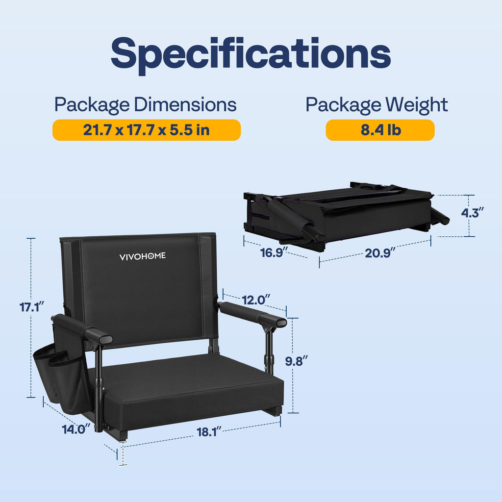 Stadium Seat with Back Support and 2.8" Cushion P5286