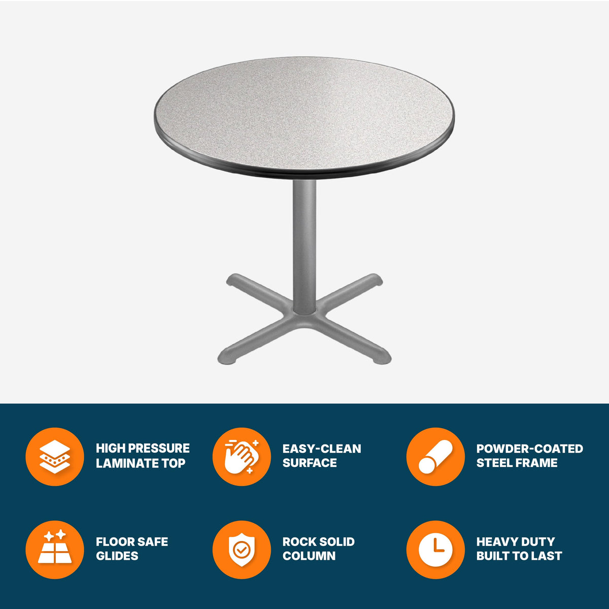 Round 36 in Diameter 30 in Dining Height Black Frame Gray Laminate Cafe Table H7974