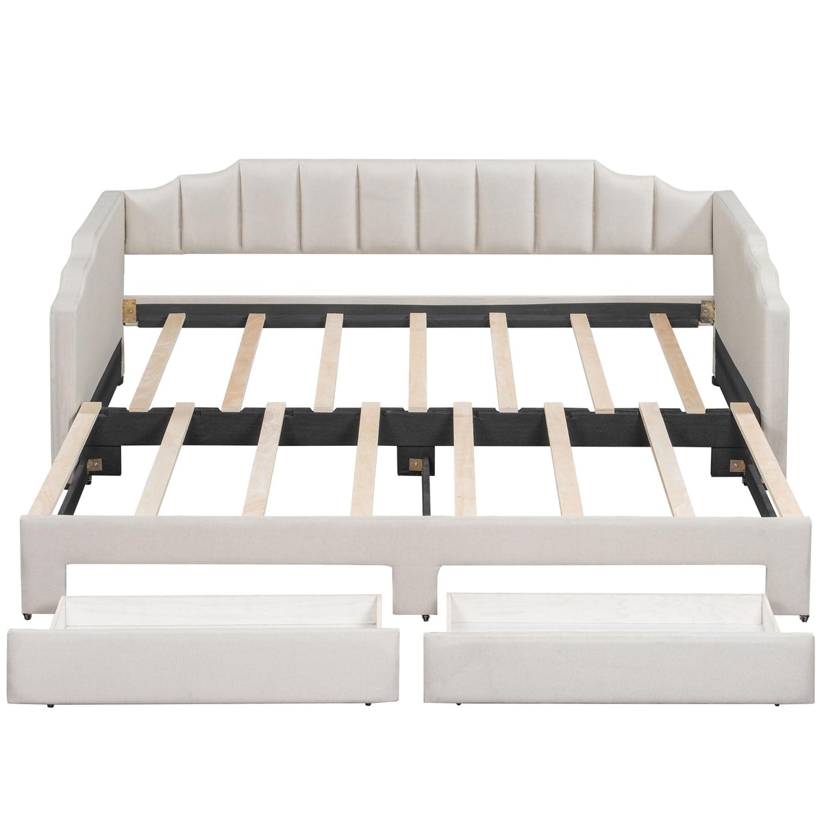 Linen Upholstered Daybed with Trundle and 2 Storage Drawers K175249