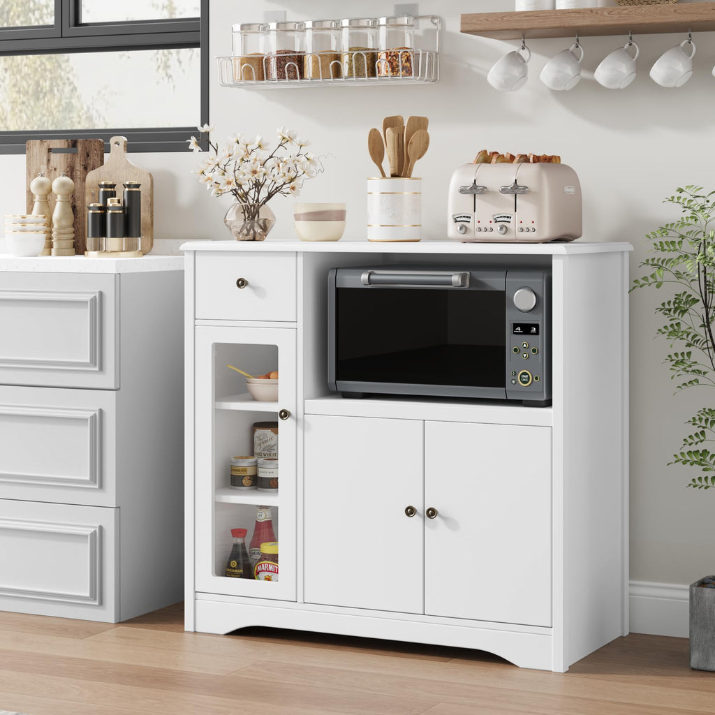 White Microwave Cabinet G266234