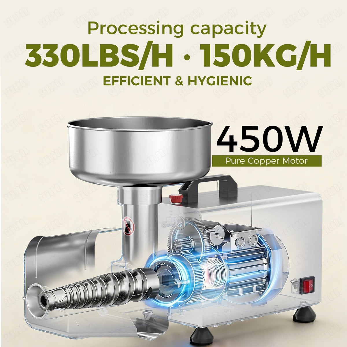 450W Metal Tomato Sauce Maker 8.5in Food-Grade Stainless Steel F6818