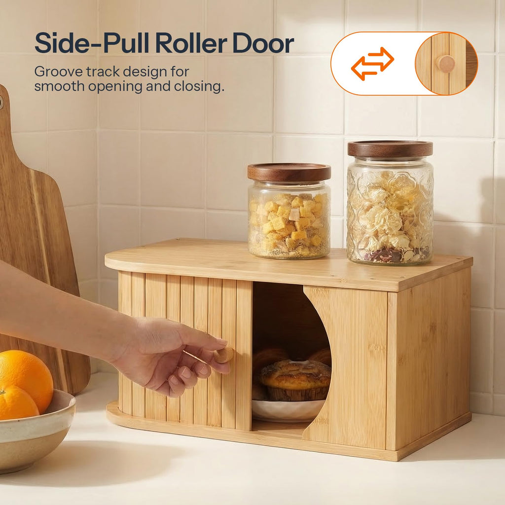Bamboo Bread Box with Roller Door E4034