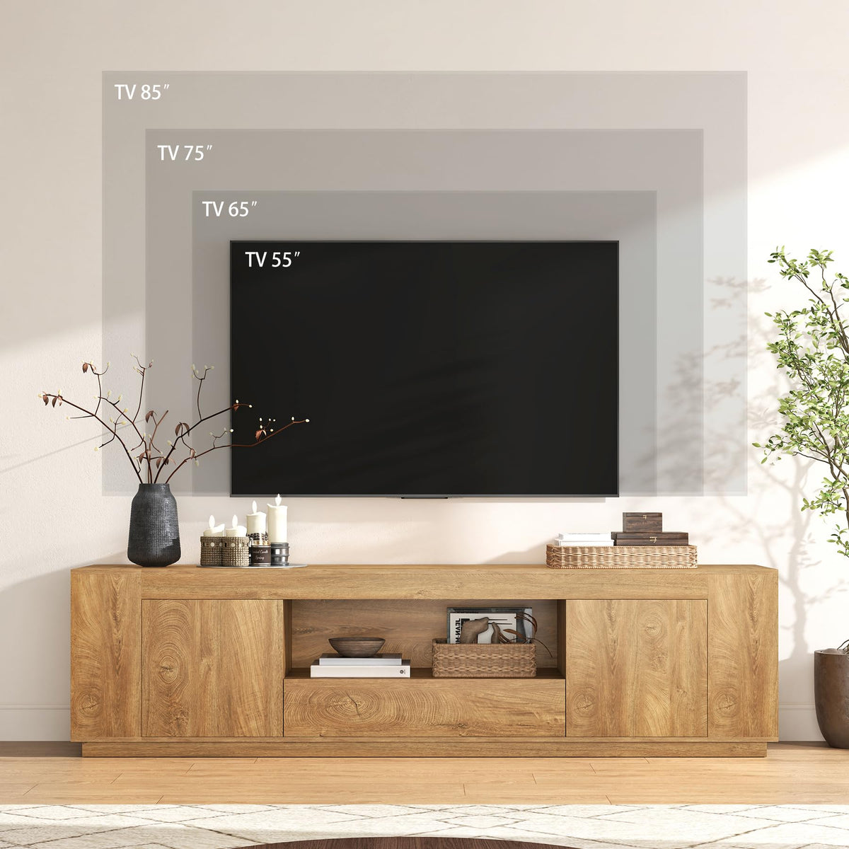 Natural Oak Brown TV Stands N36466