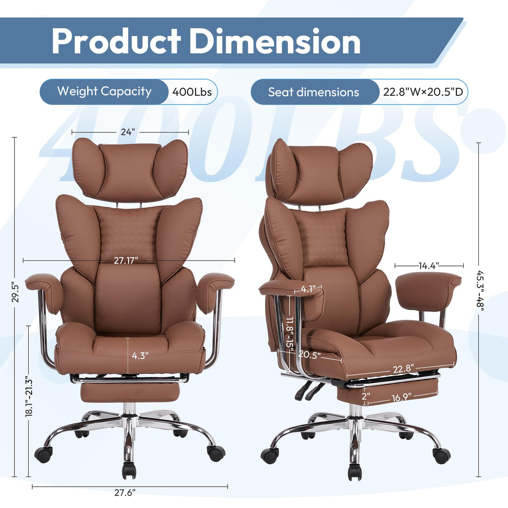 Brown Ergonomic Executive Office Chair with Footrest R16031