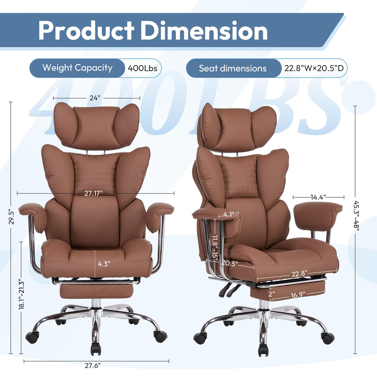Brown Ergonomic Executive Office Chair with Footrest R16031
