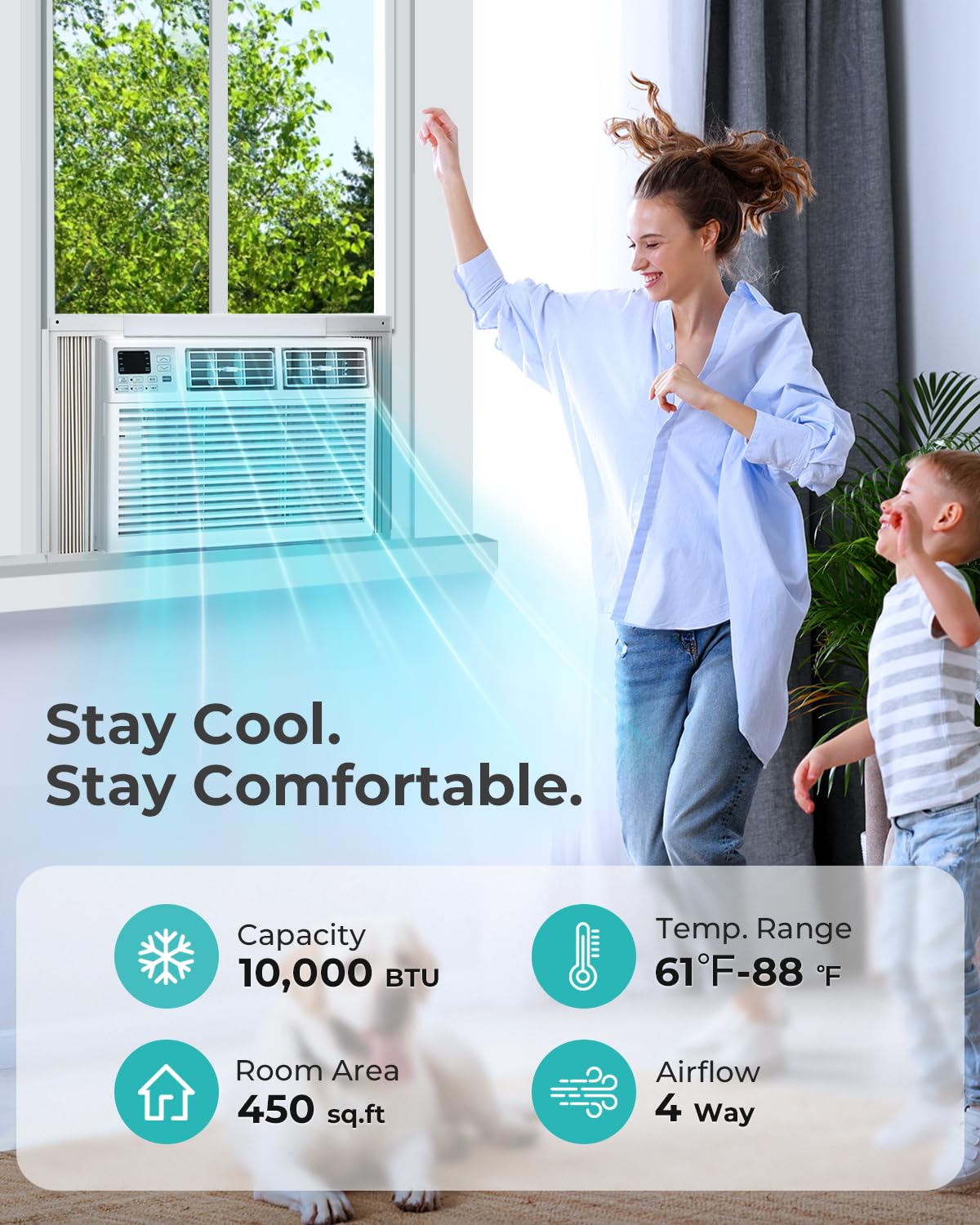10000 BTU 6-in-1 Window Air Conditioner with Remote Control L52012