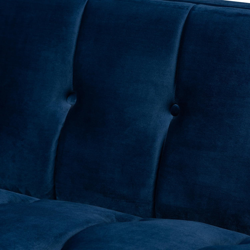 Navy Blue Velvet Button Tufted Gold Sofa I68930