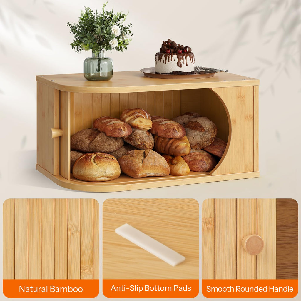 Bamboo Bread Box with Roller Door E4034