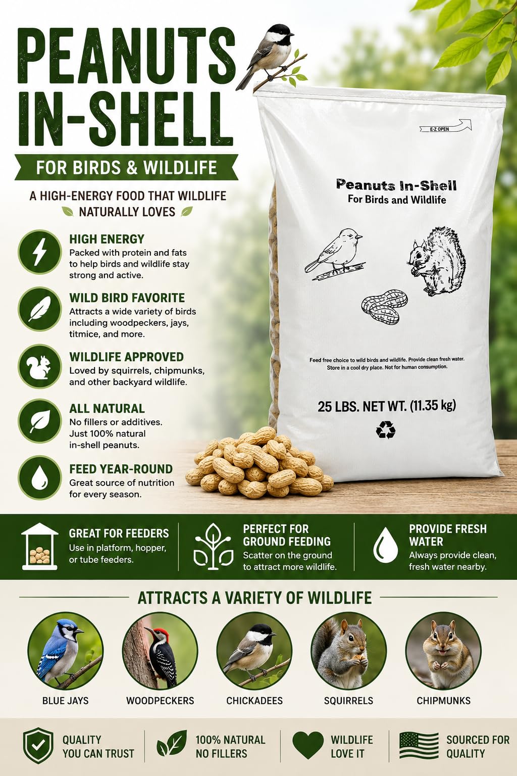 Raw Peanuts in Shell Bird & Wildlife Feed 25 lb E64077