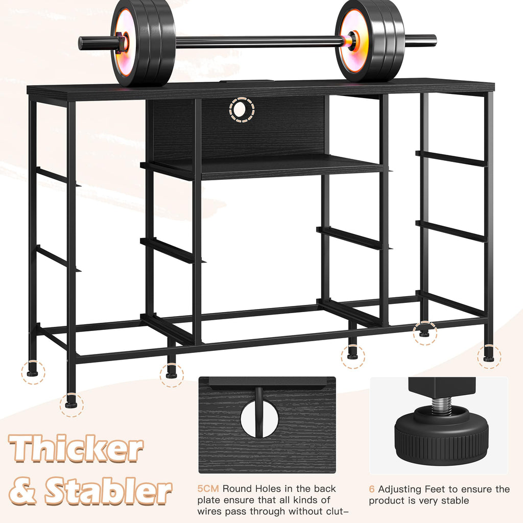 Black Dresser with LED Lights & Charging Station H4568