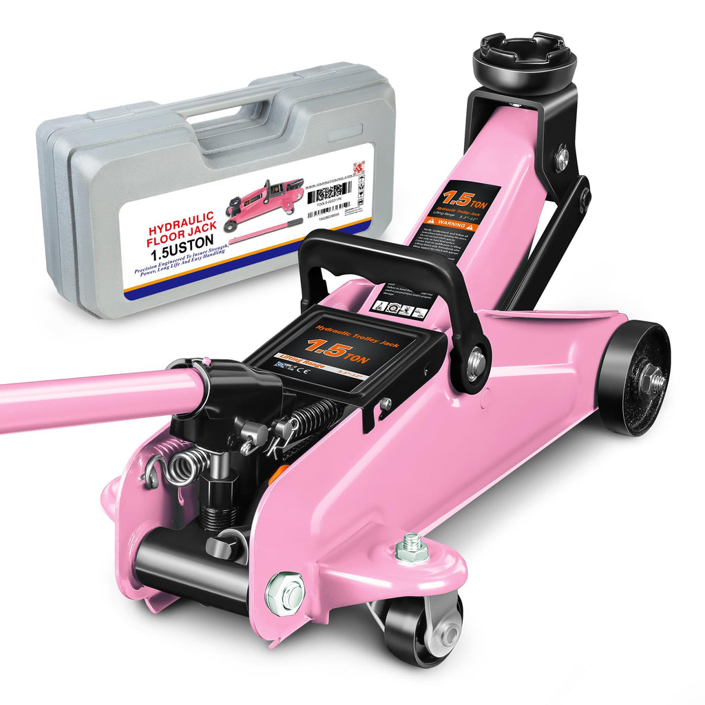 Low Profile Hydraulic Trolley Floor Jack 1.5 Ton Pink N351
