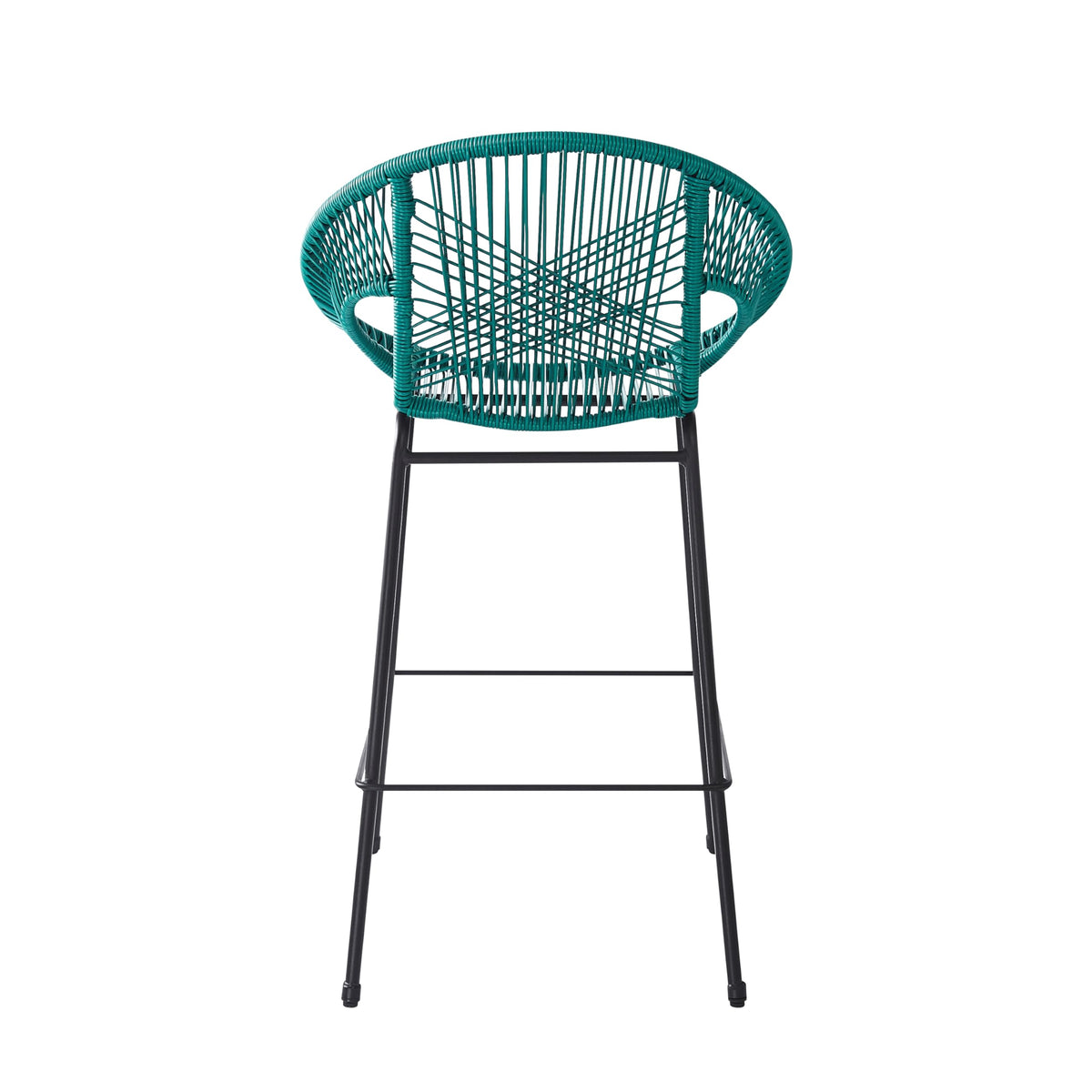 Teal Faux Wicker Outdoor Bar Stool Set of 2 D363003
