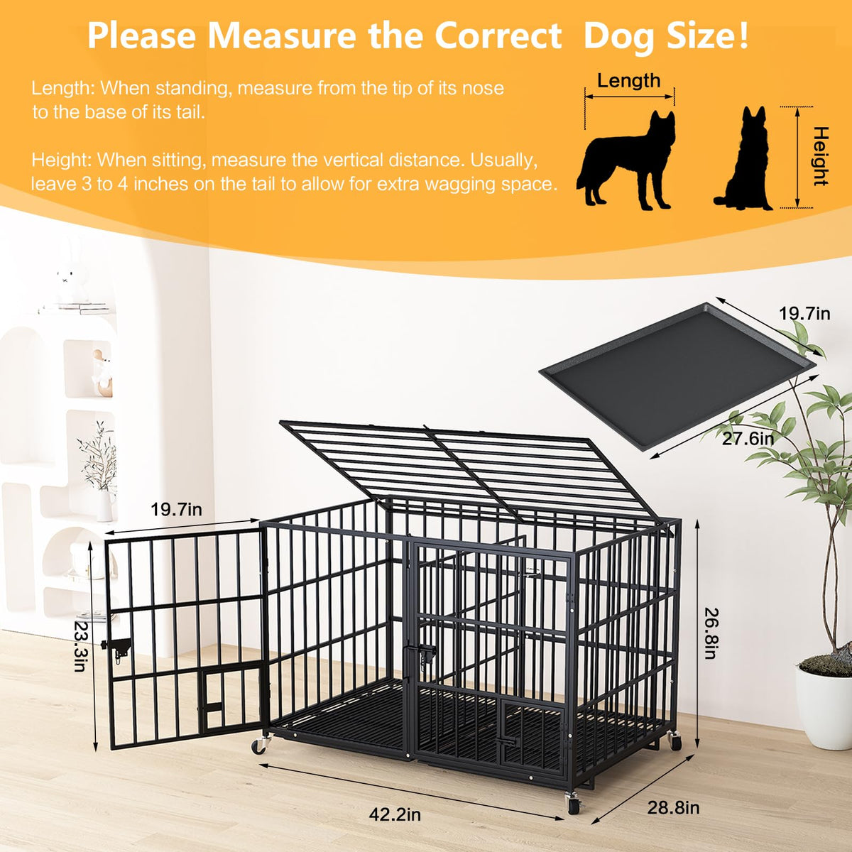 42 Inch Heavy Duty Metal Dog Crate with Divider A22545