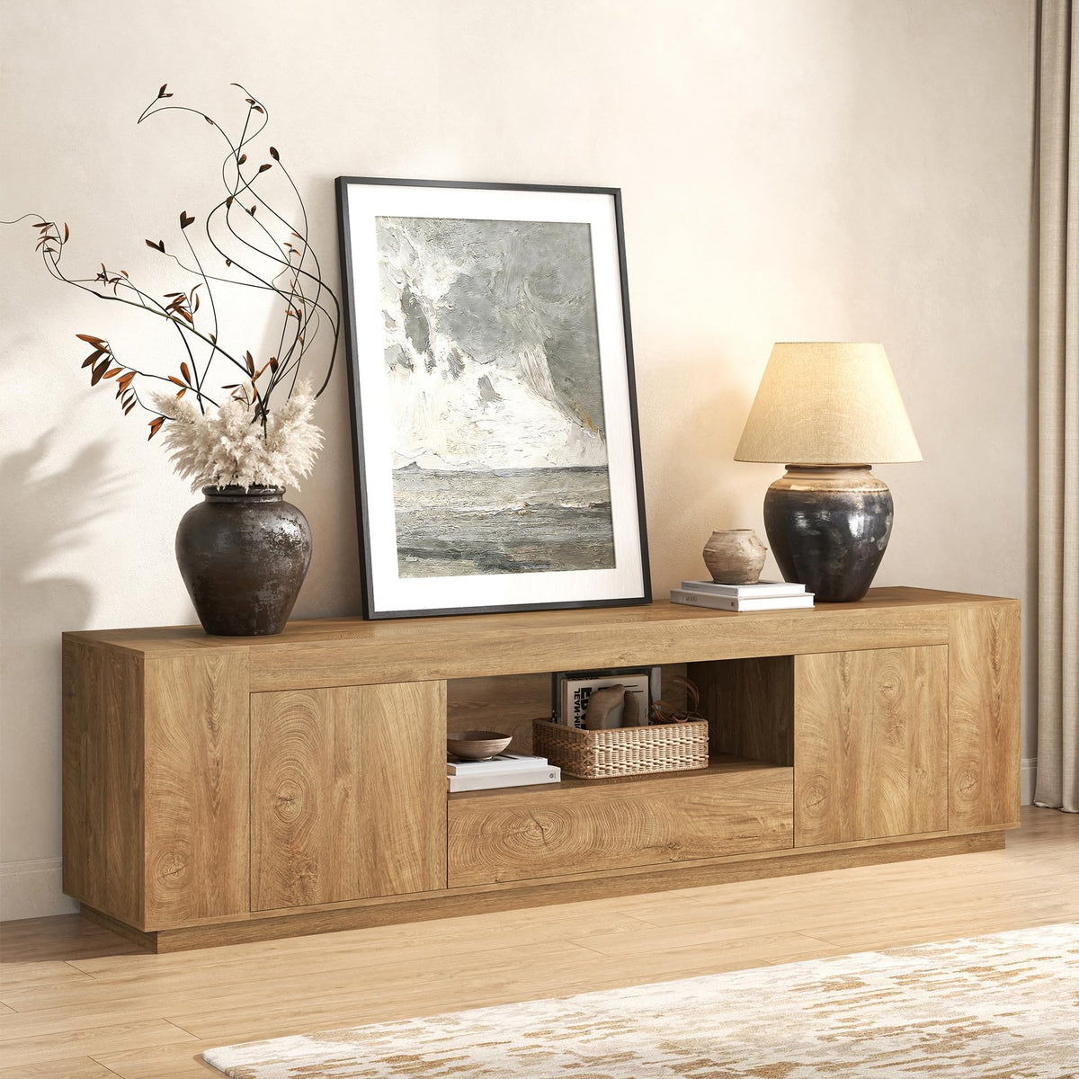 Natural Oak Brown TV Stands N36466