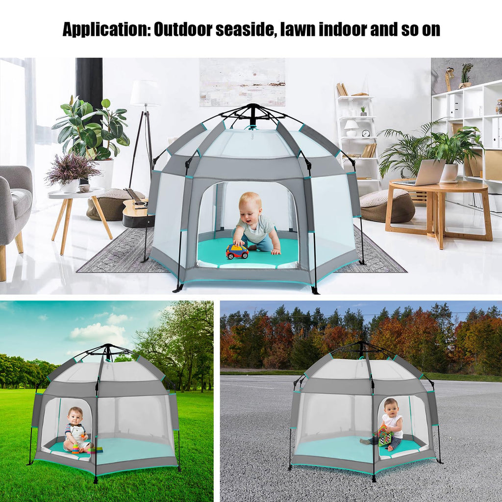 Hexagon Baby Playpen with Canopy T474