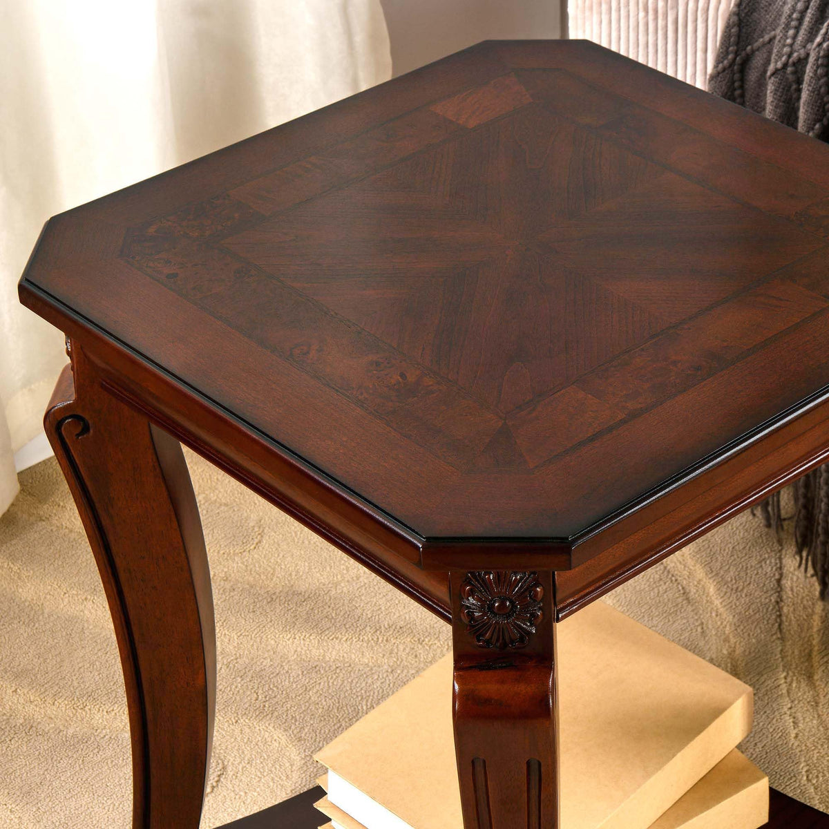 Vintage Wood End Table with Storage Shelf R9855
