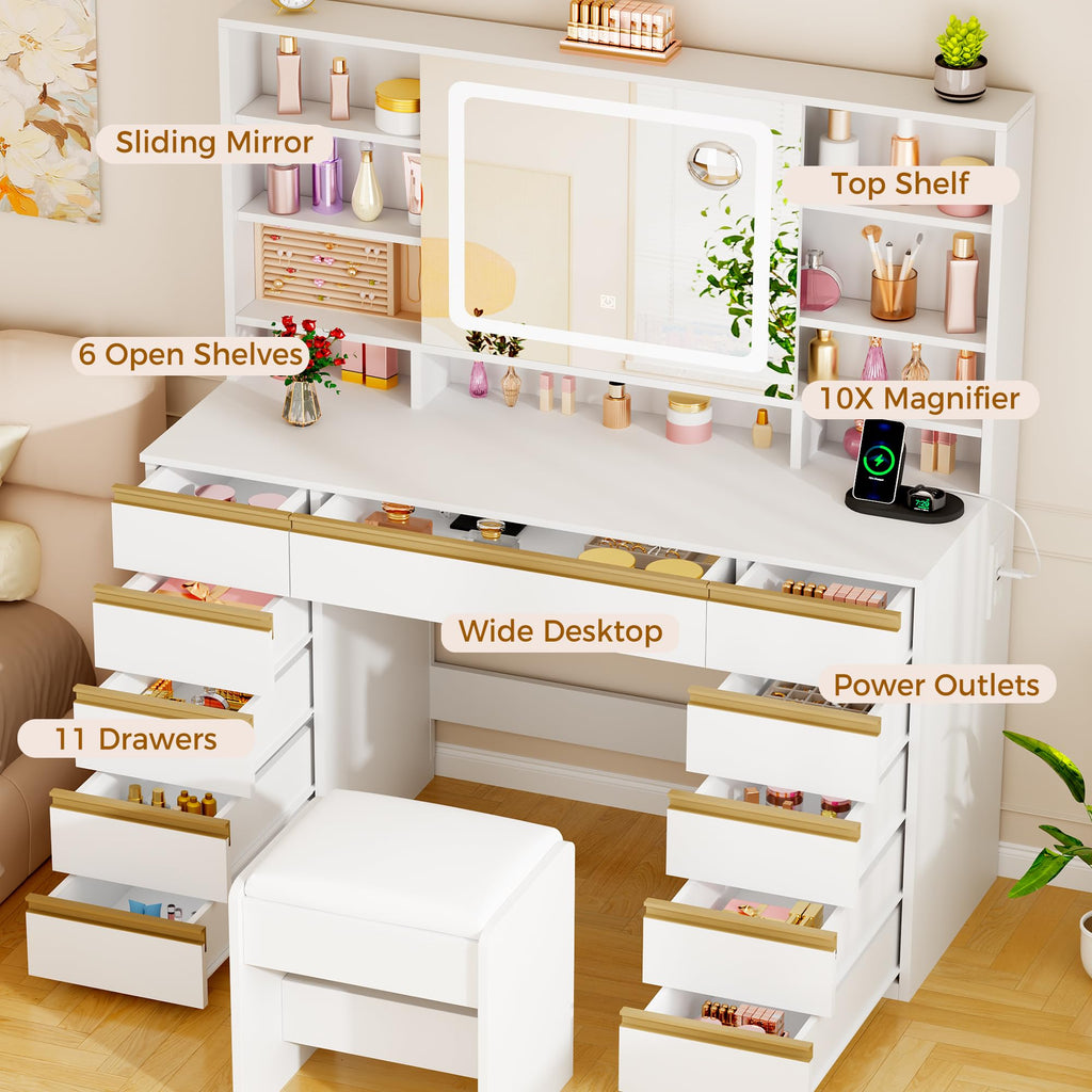 Large Vanity Desk with Sliding Mirror and Jewelry Storage G634