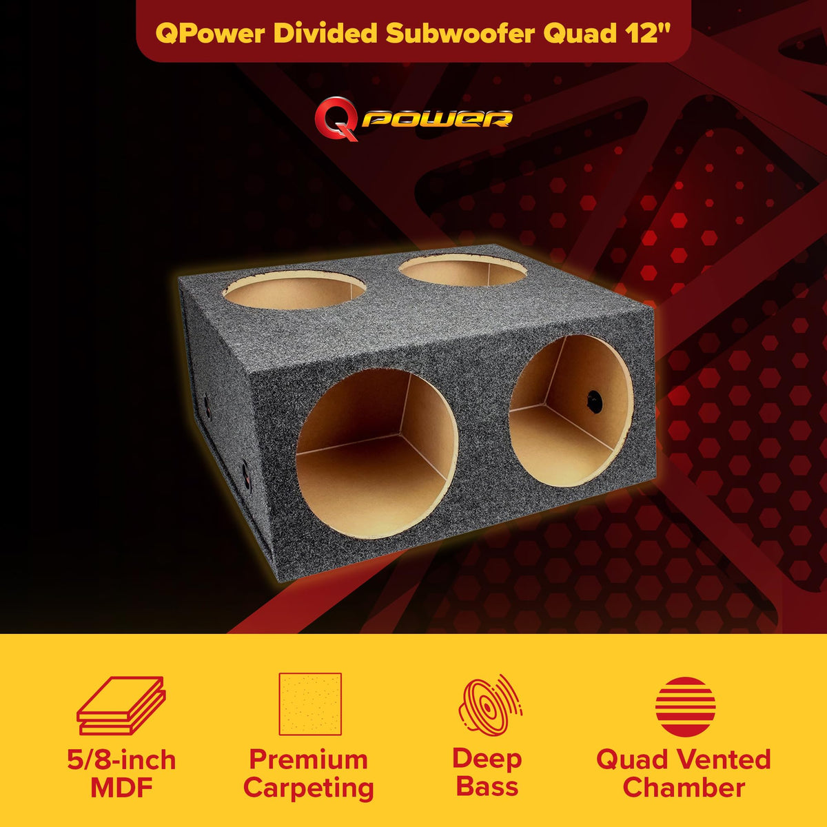 12 Inch 4 Hole Sealed Divided Speaker Box Subwoofer Enclosure C524023