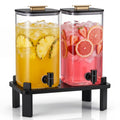 2 PCS 3 Gallon Glass Beverage Dispenser with Wood Stand T690133