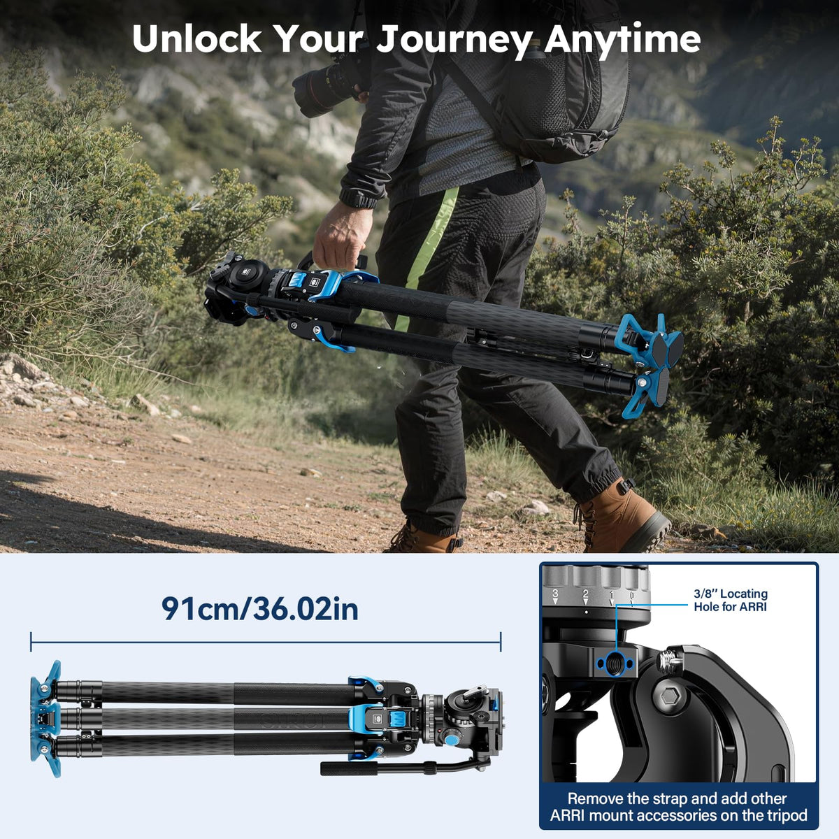 Carbon Fiber Video Tripod with Fluid Head L189717