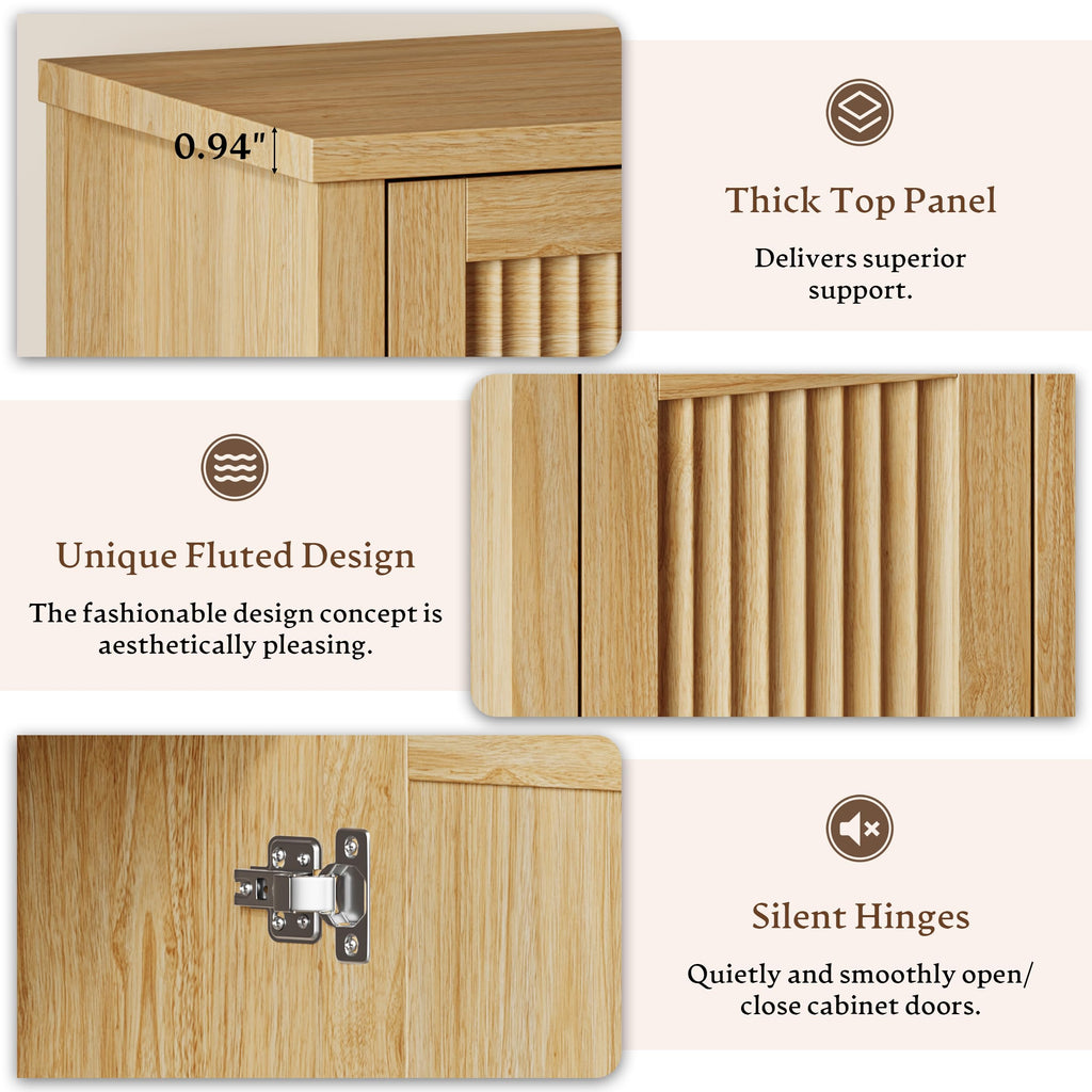 Fluted Buffet Sideboard Cabinet with Drawers U611