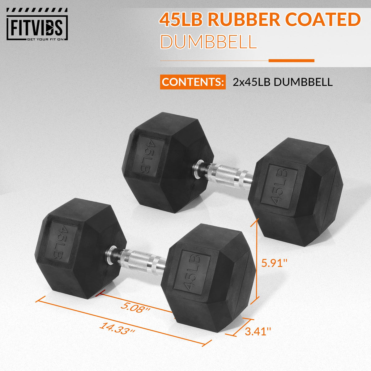 Rubber Encased Hex Dumbbell Set of 2 R319