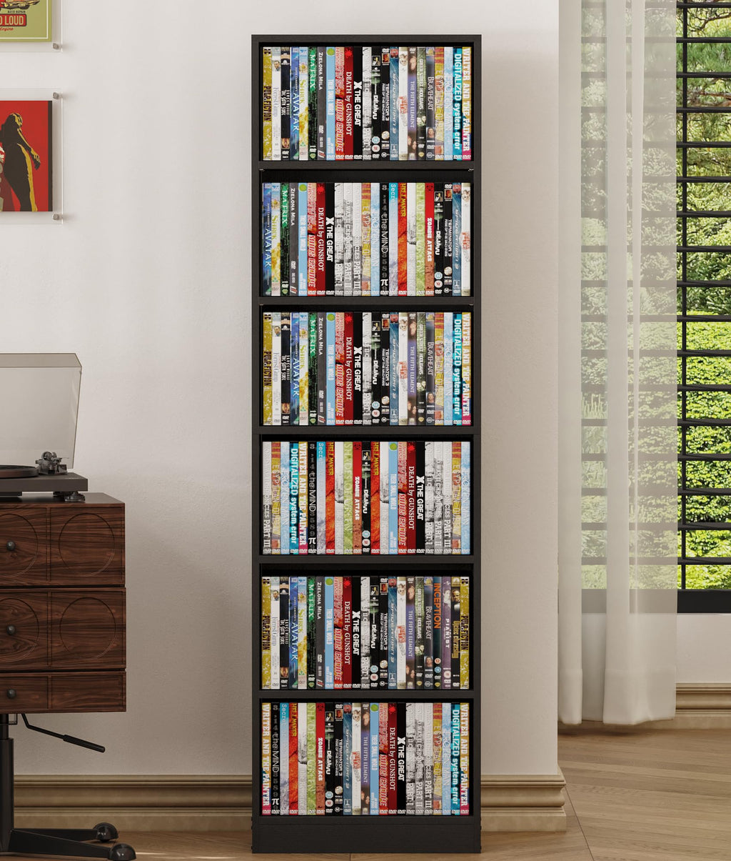 6 Tier Black Adjustable Media Shelf I971