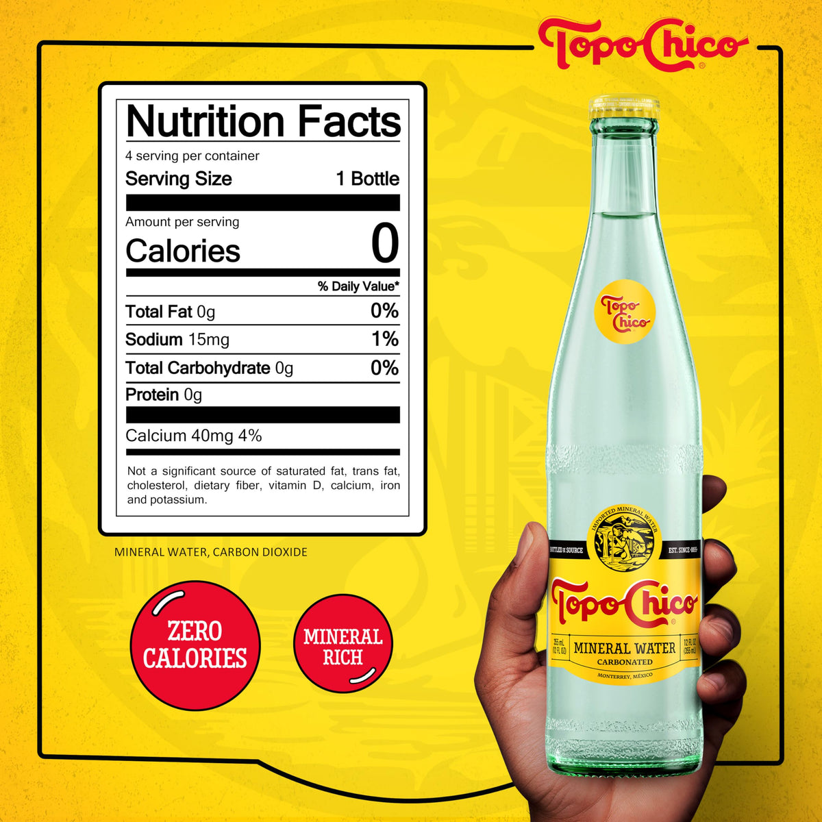 Sparkling Mineral Water 12 Fl Oz Pack of 4 Glass D707226