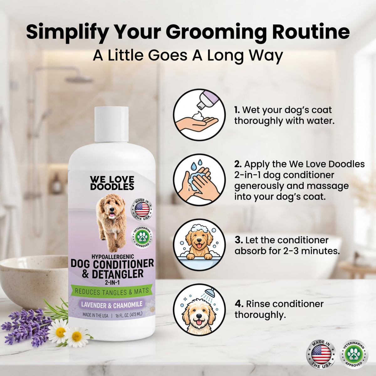 2-in-1 Dog Conditioner & Detangler, Lavender, 16OZ W423