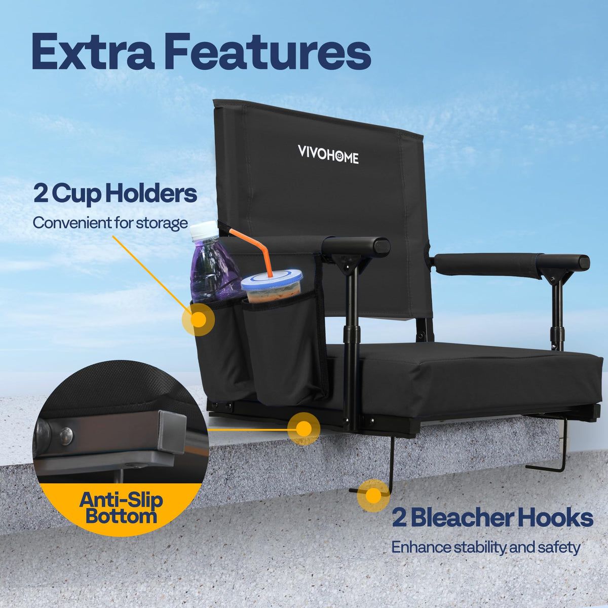 Stadium Seat with Back Support and 2.8" Cushion P5286