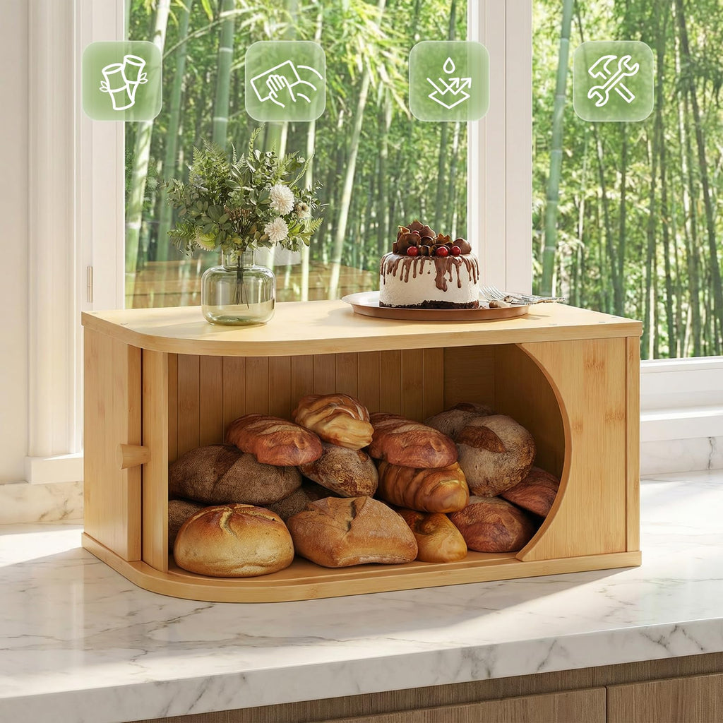 Bamboo Bread Box with Roller Door E4034