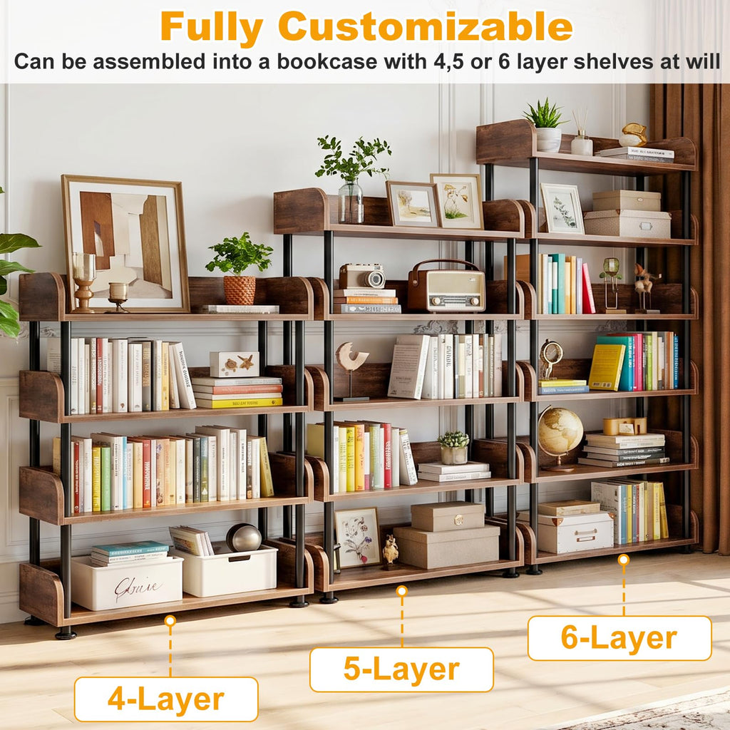 6-Tier Tall Open Bookshelf with Metal Frame L71859
