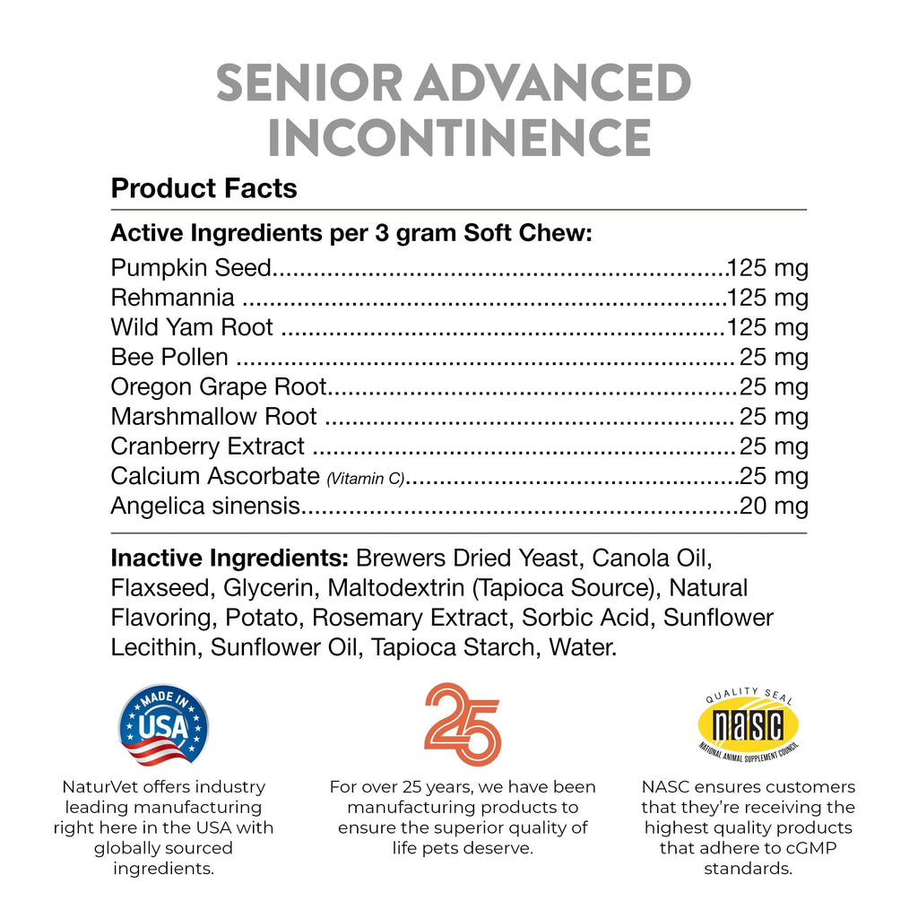 Senior Incontinence Dog Supplement 60 Ct V59946