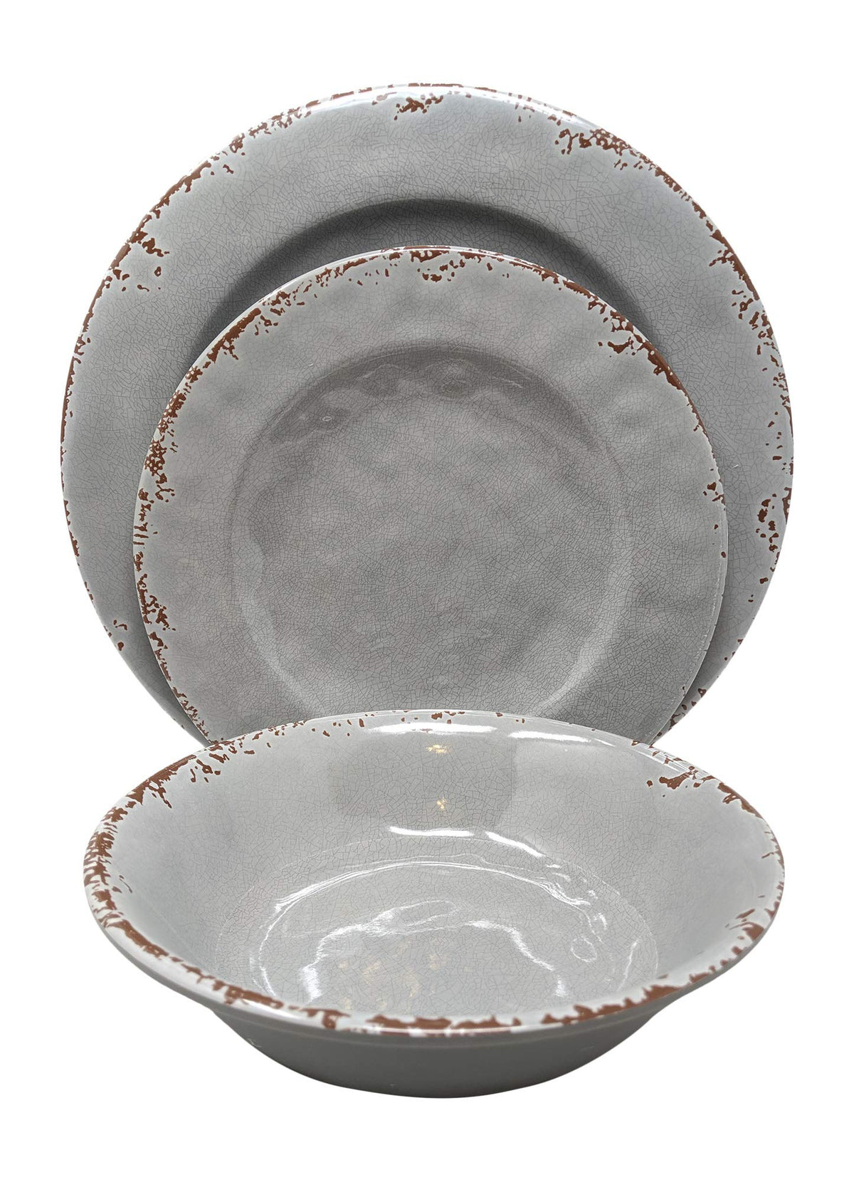 12 Piece Rustic Farmhouse Melamine Dinnerware Set Y820467