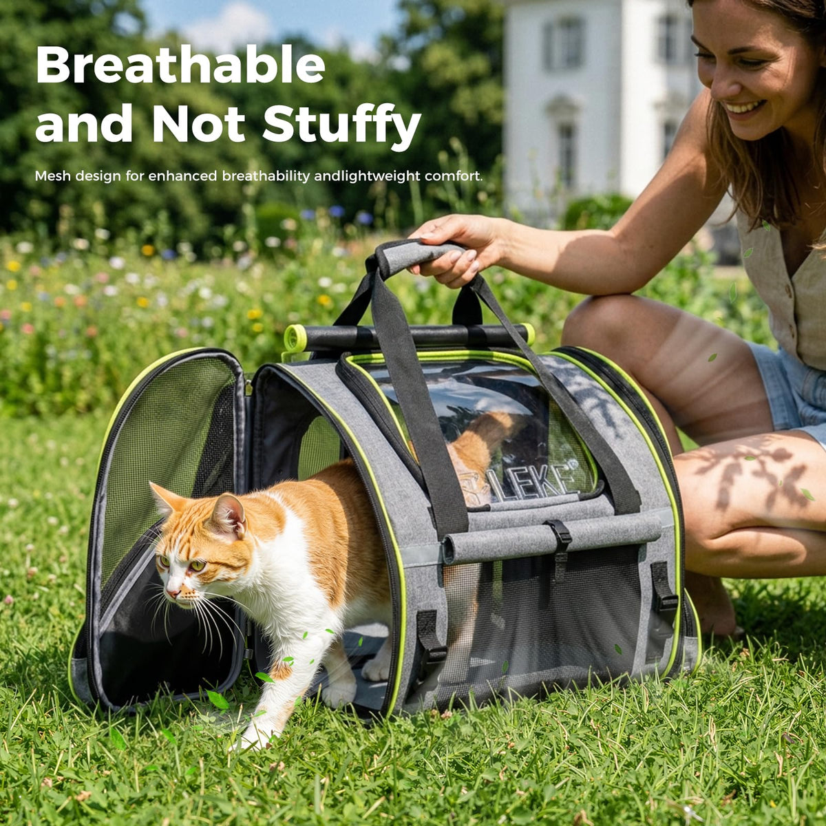 Expandable Cat Backpack Carrier for Cats and Small Dogs up to 18 lbs Grey Q78517