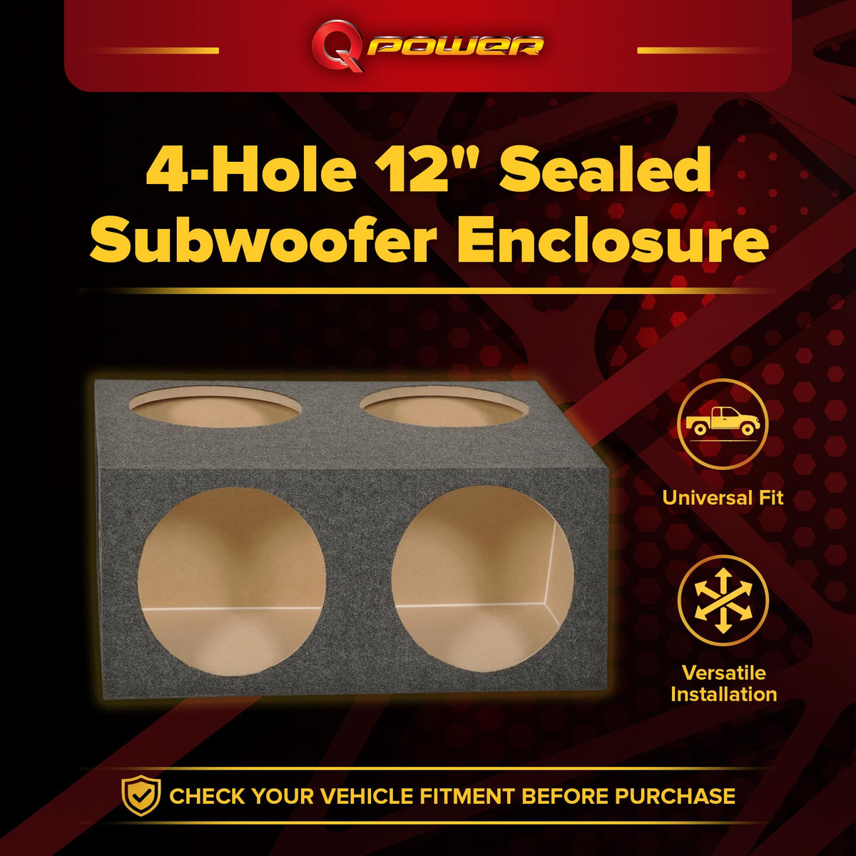 12 Inch 4 Hole Sealed Divided Speaker Box Subwoofer Enclosure C524023
